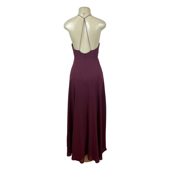Jenny Yoo Collection Women’s Burgundy Halter V-Neck Maxi Dress Sz 4-New - Picture 3 of 10